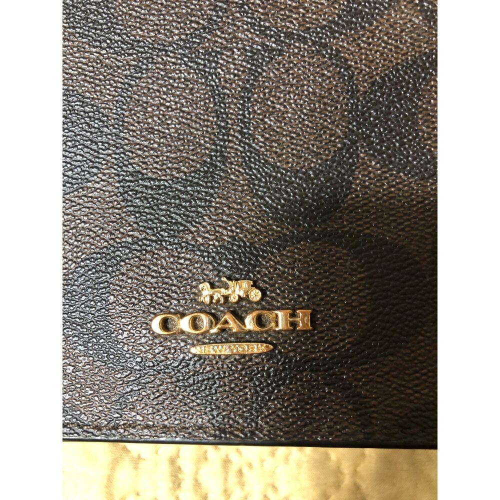 Coach Anna Foldover Crossbody Clutch 3036 Philippines Black Monogram Bag C2132 - Picture 2 of 10